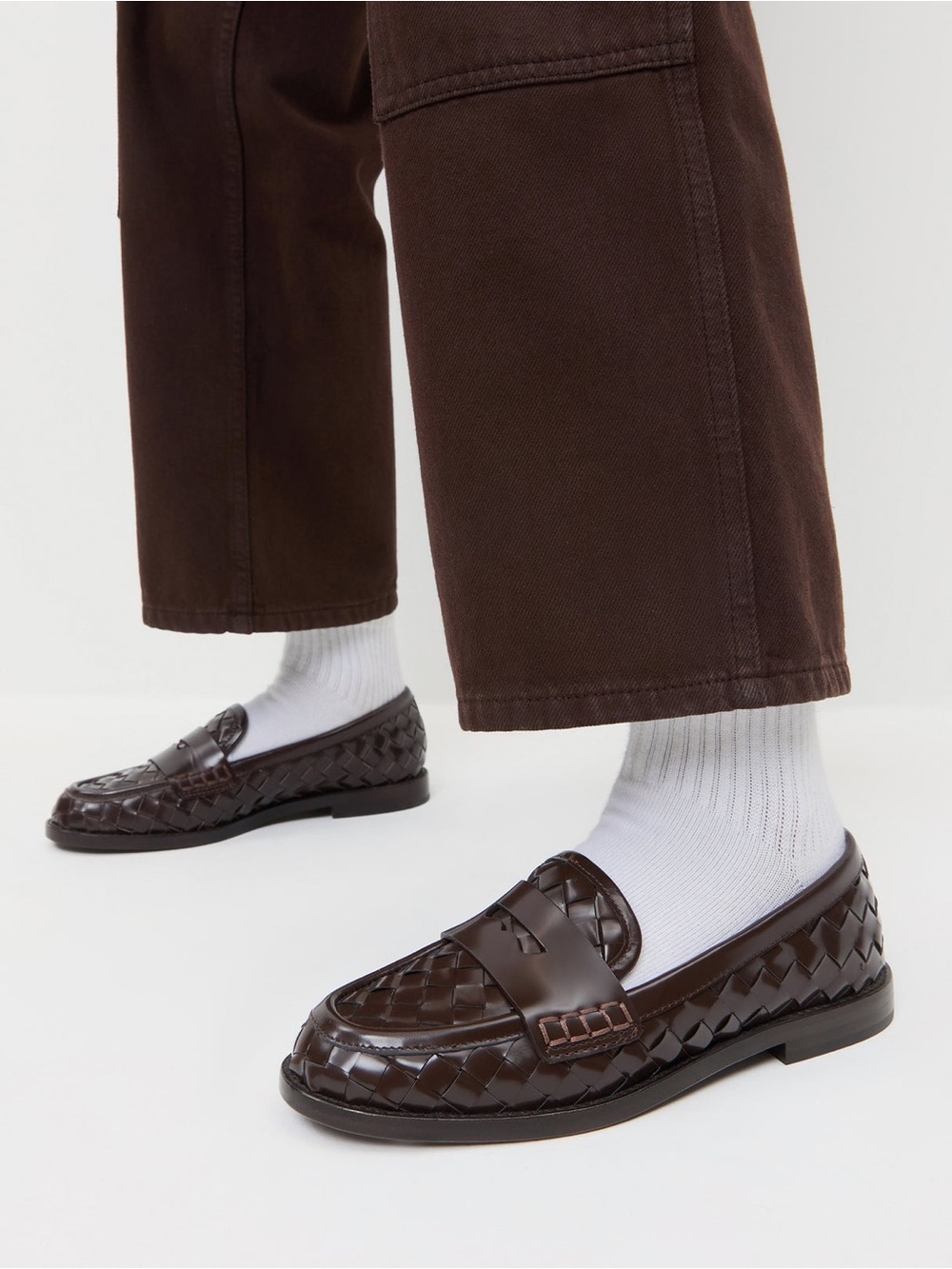 Rachel Espresso Woven Leather Loafer